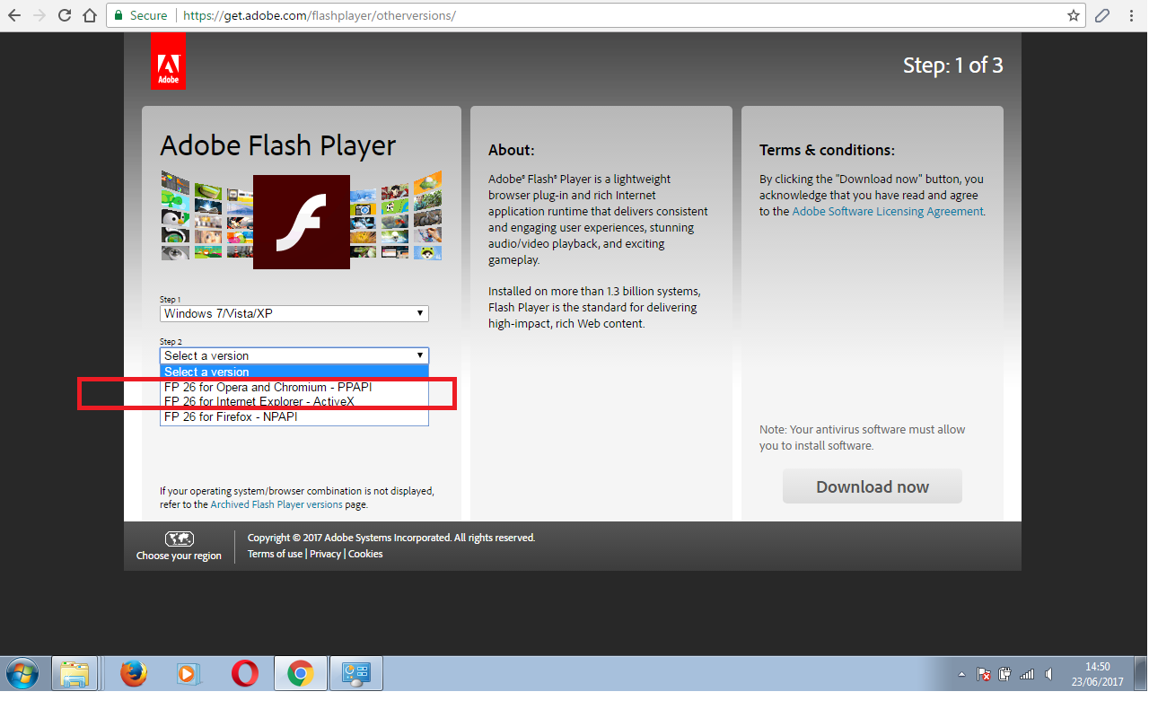flash player activex update windows 10
